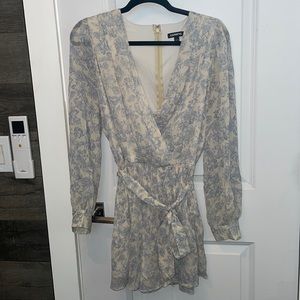 FLORAL LONG SLEEVE WRAP FRONT ROMPER